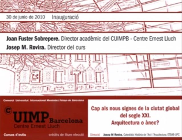 00. Inauguració del curs "Cap als nous signes de la ciutat global del segle XXI"